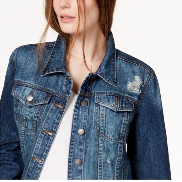 STS Women’s Blue Distressed Denim Jacket Size Small - Picture 8 of 10